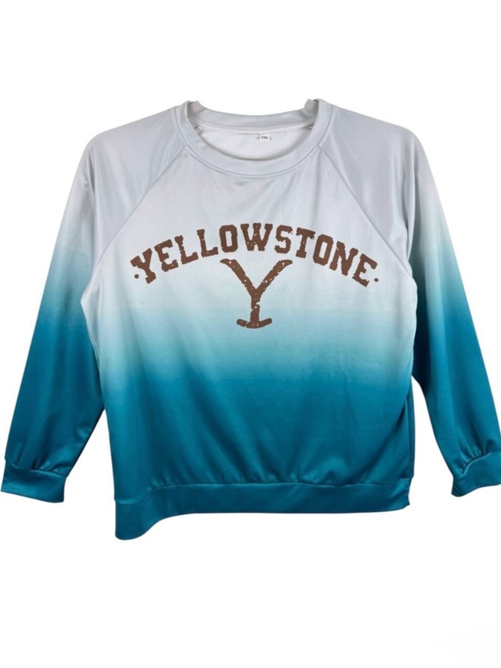 Yellowstone‎ Graphic Blue Ombre Lightweight Crew Neck Pullover Sweatshirt Sz 2XL